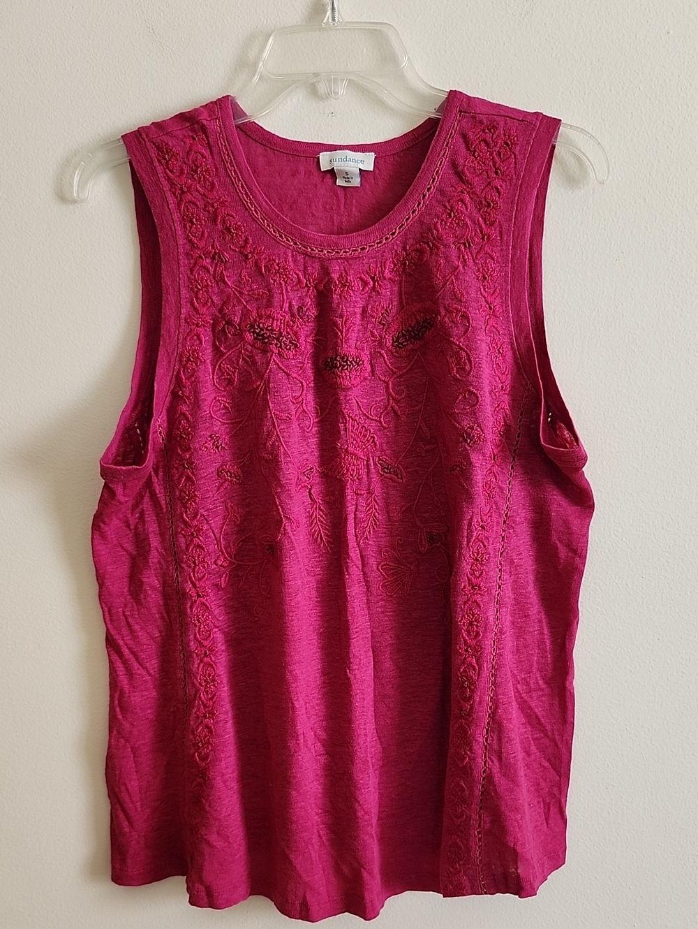 Sundance Embroidered Tank Top - Raspberry/Deep Pink - Picture 1 of 5